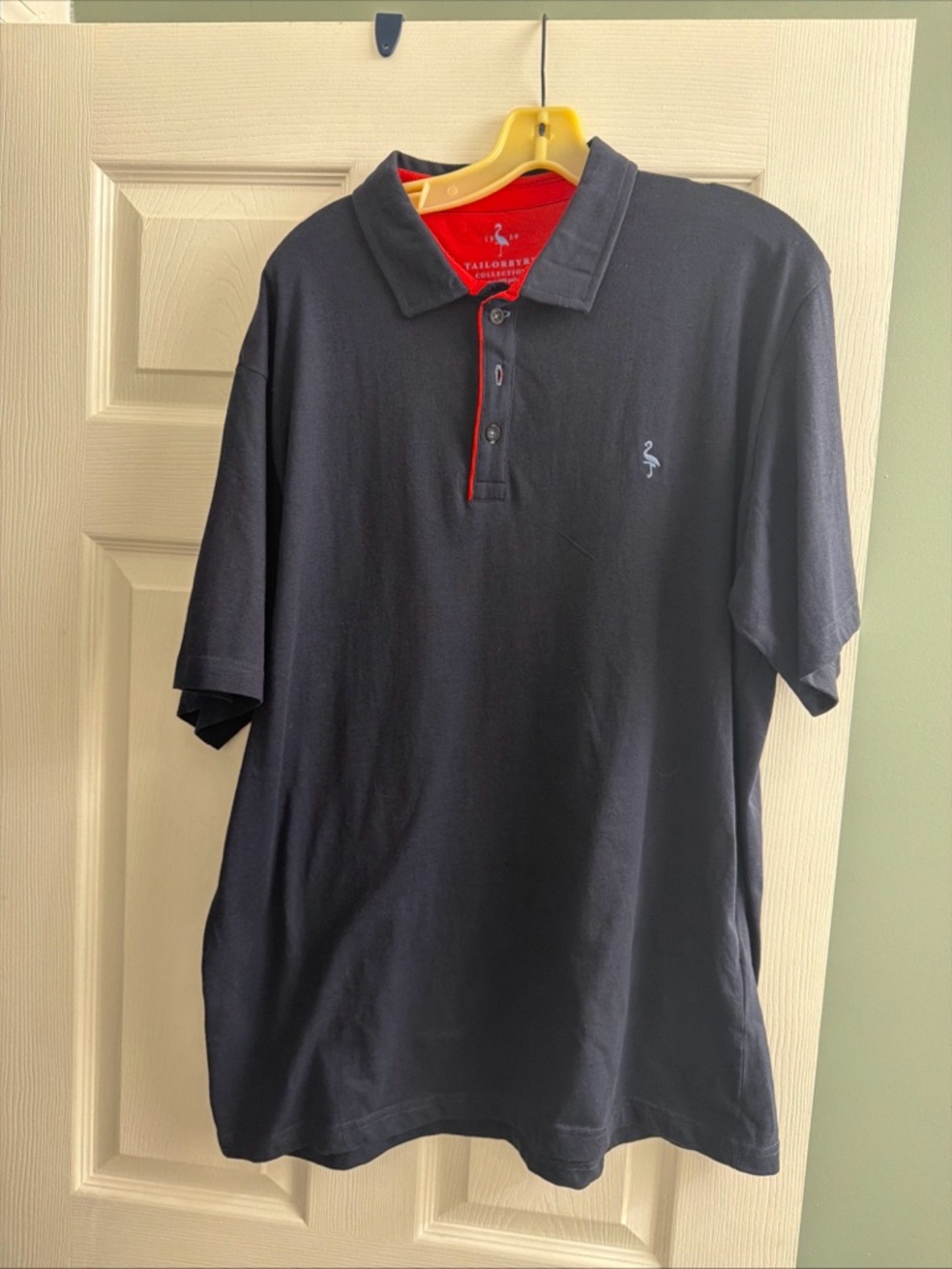Tailorbyrd Navy Polo with Red Inner Placket